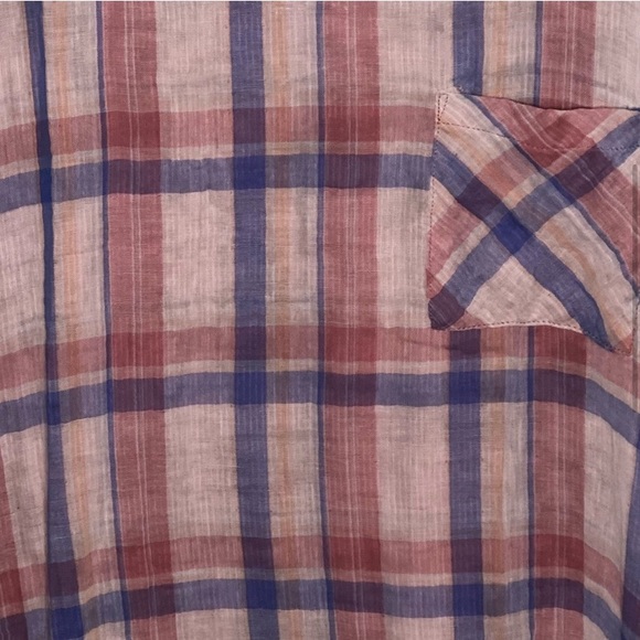 Perch Plaid Pink Blue yellow plaid Top - Picture 3 of 5